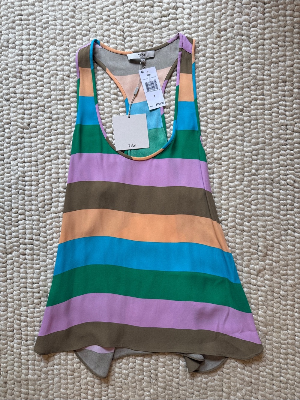NWT Tibi Multicolor Striped Racerback Tank 8
